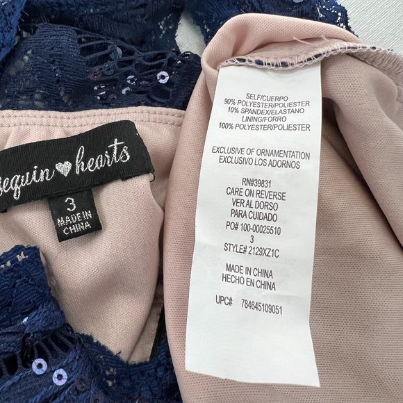 Sequin Heart Lace Halter Bodycon Homecoming Dress Navy Blue & Nude Siz… - Picture 7 of 7